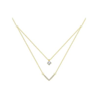 China 2021 new design high-grade women's fashionable luxury double-layer letter v choker necklace for sale
