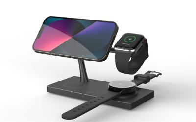 China T218 Muilt-Functional Wireless Fast Charger Dual 15W Support Apple And Samsung Watches With Night Light for sale