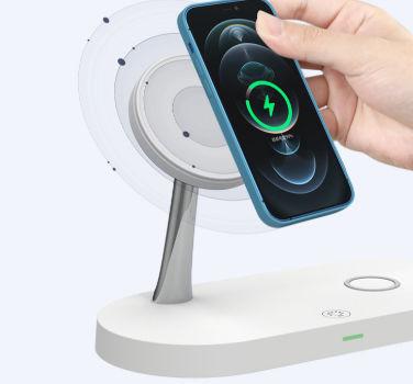 China T269 15W Intelligent Wireless Charger Dual 15W Output With Night Light Zinc Alloy Fast Charger for sale
