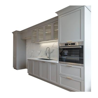 Chine Armoire de cuisine en MDF en bois de noyer avec robinet d'évier résistant aux rayures à vendre