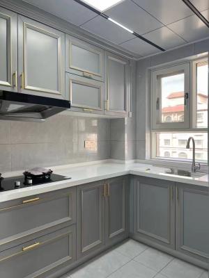 Chine 15mm Solid Wood Island Modular Black Melamine Kitchen Cabinets Units à vendre