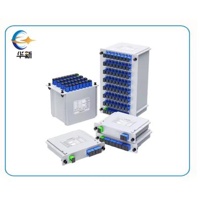 China Single Mode 1*32 SC Port Plastic PLC Plug In Optical Splitter For FTTH POE IP 3G 4G Network Fiber Optic Equipment for sale