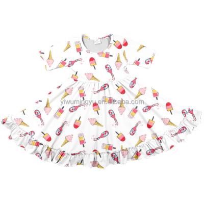 China New Styles Girl Casual Twirl Dress Print Ruffles Kids Boutique Clothing Dresses for sale