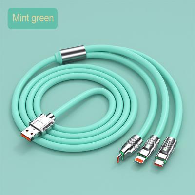 China New Arrival High Speed 3 in1 Charging Cables Fast Type Liquid Silicone Charging USB Zinc Alloy 6A Micro C Cord Cable 120W For Mobile Phone for sale