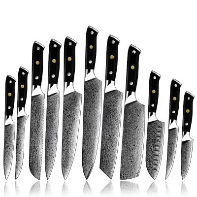 China Professional AUS10 67Layers Damascus Chef Knife Disposable Japanese Kitchen Knives Cleaver Boning Kiritsuke Damascus Knife Set for sale