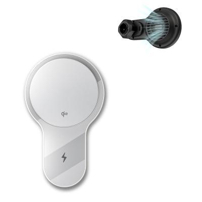 China Qi2 Fan Magnetic Wireless Charger Car Phone Holder With Well-Designed Motherboard And Coil Layout For Simultaneous Cooling for sale