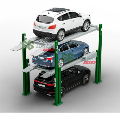 China Hydraulic Double Four Post Lift Double Four Post Car Parking Lift Triple Stacker Parking Lift 4 3 Post Lift for sale