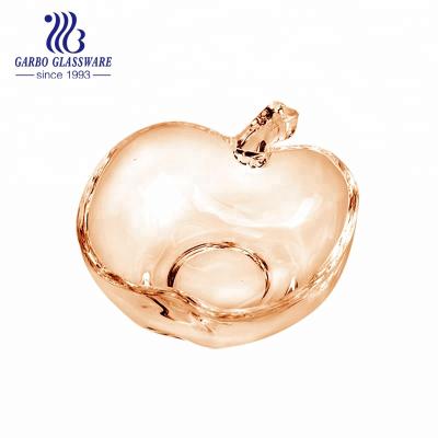 China Small Viable Apple Shape 6inch Color Glass Orange Fruit Bowl For Wedding And Party Decorative for sale