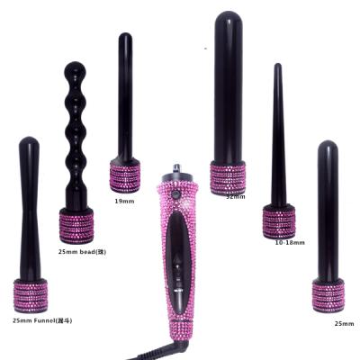 China Popular Luxury Bling Curling Wand Hair Straightener Bling Tools Hot Salon Hair Curling Wand Stunned Professional Curlers for sale