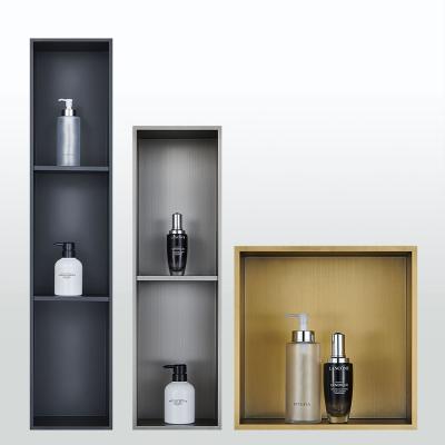 China Modern Gold Recessed Stainless Steel Metal Rectangle Shower Niche Shelf For Shampoo And Soap Storage Easy To Install Anti Rust Amazon for sale