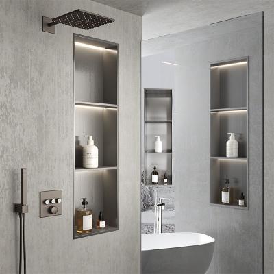 China Modern Metal Recessed Shower Niche Stainless Steel Shower Shelves Organizer Storage For Shampoo and Toiletry Storage TV Lounge for sale