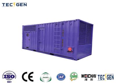 China Contenedor Tipo silencioso Genset 800kW Weichai Genset con 12 cilindros para uso continuo en venta