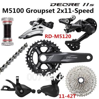 China SHIMANO ALLOY Mountain Bike Groupset 2x11 Speed 11-42T 11-51T M5100 22S Rear Derailleur DEORE M5100 Groupset 26-36T 170 175MM Crankset for sale