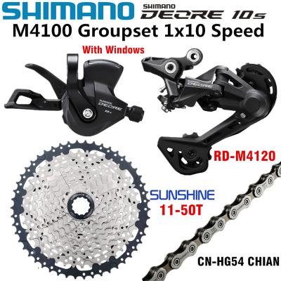 China SHIMANO ALLOY DEORE M4100 Groupset 1x10-Speed 42T 46T 50T SL+RD+SUNSHINE+HG54 M4100 Mountain Bike Shift M4120 M5120 Rear Derailleur for sale