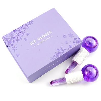 China Free Sample Anti-Puffiness Wholesale Sparkle Ice Balls Skin Rose Sticks Massagers Small Size Cryo Facials Ice Cooling Facial Globes For Face for sale