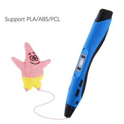 China Low Temperature 3D Pen Green Color Blue Black White DIY Student Drawing Pen With LCD Screen Speed And Temperature Adjustable 3D Pen for sale