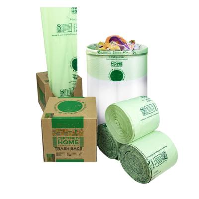 China Sustainable Eco Friendly Cornstarch Based 100% Compostable Custom logo Print Biodegradable Disposable Portable Trash Bin Liner for sale