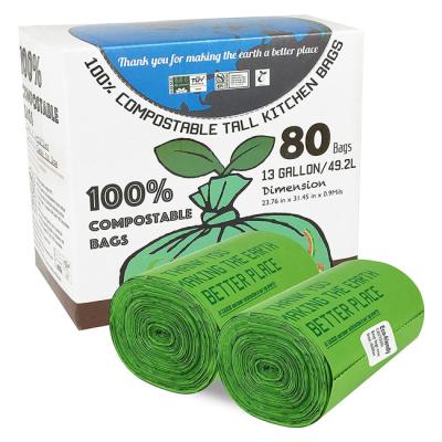 China Custom Compostable 100% Biodegradable Plastic Trash Bags Liners Eco Friendly for sale