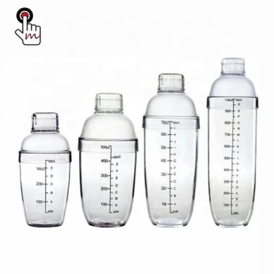 China Viable High Quality Clear Plastic Shaker Cup With Scale Bubble Tea Equipment Bar Measuring Shaking Cup Large Capacity Shaker for sale
