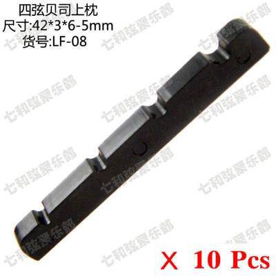 China Plastic 10 Pcs Black Plastic 4 String Slotting Bass Nuts 42mm x 3mm x 6mm-5mm (LF-08-BK) for sale