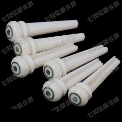 China Bone 6 Pcs Bone Folk Acoustic Guitar Bridge Pins With Copper Circle Skirt & small Abalone Dot (H-02) for sale