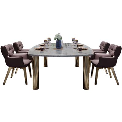 China Modern Simple Combination Adjustable Marble Light Chair Dining Table Stainless Steel (Other) Home Table for sale