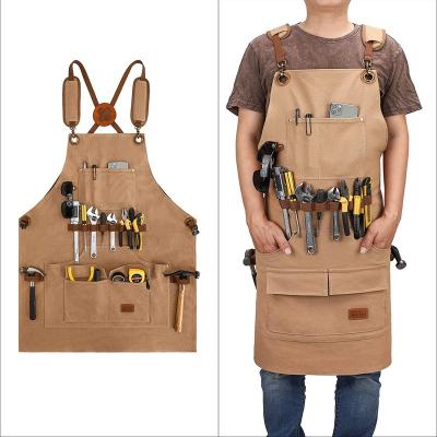 China Woodworking Shop Apron Canvas Easy Work Aprons For Men Adjustable Tool Apron Up To XXL for sale