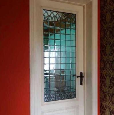 China 1200MM Decorative Leaded Glass Panels With All Clear Beveled Glass For Entry Doors for sale