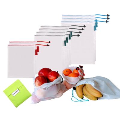 China Eco-friendly Reusable Fruit and Vegetable Grocery Product Plastic rPET Mesh Shopping Net Bag for sale