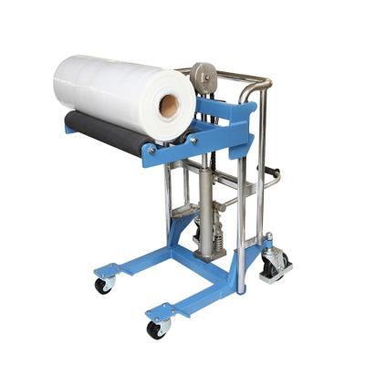 China Hotels PFG Light Duty Manual Hydraulic Stacker With Roller Reel Pusher Paper Roll Stacker for sale