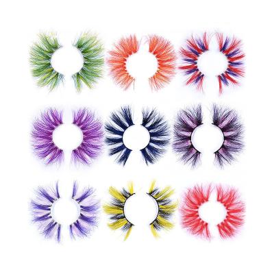 China Multi Color Options Full Strip Lashes Halloween Colored Lashes Wrapping Colored Mink Eyelash Christmas Holiday for sale
