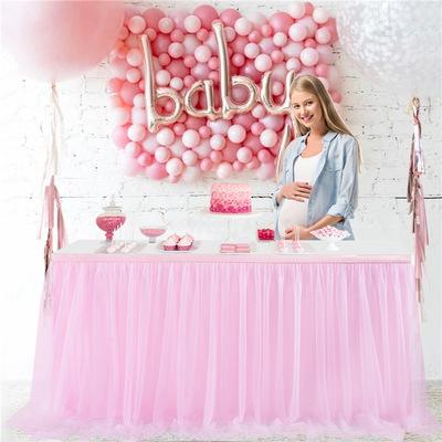 China Banquet Disposable Decorative Birthday Buffet Tulle Place Table Skirts For Wedding Event Party for sale