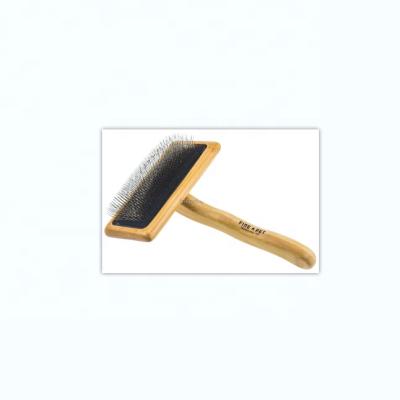 China Bmaboo Sustainable Pet Slicker Brush With Wave Handle And Black Pad In High Quality for sale