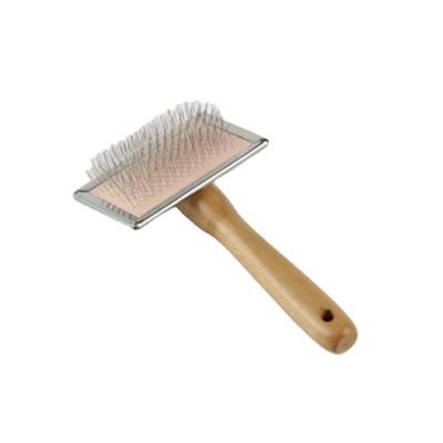 China Sustainable Wooden Brush Handle For Dog , Dog Brush With Soft Wire for sale