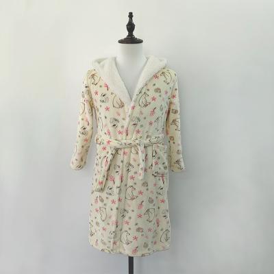 China Thermal Coral velvet bathrobe for women autumn/winter long thickened hooded nightgown home dress for sale