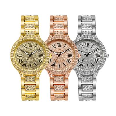 China The New Day/Date Quartz Watch Shape Diamond Men's And Women's Watch Steel Band Starry Watch for sale