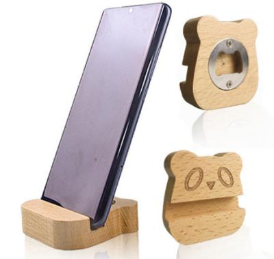 China Custom Appearance Bear Bottle Opener Adjustable Hot Selling Wooden Stand FOR IPhone for sale