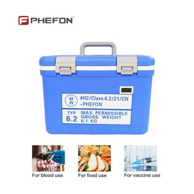 China Phefon UN3373 Cold Chain Storage Insulation Cooler Box 12L Medical Cooler Box for sale