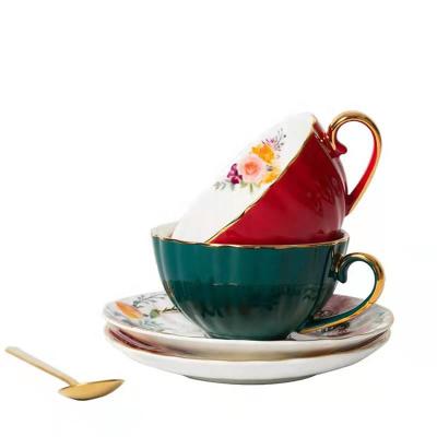 China Best Selling PORTABLE Style Coffee / Tea Cup And Saucer With Spoon for sale