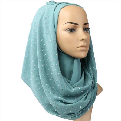 China Hot Sale Polyester Woman Hijab Rhinestone Chiffon Shawls Elegant Scarf Headband Muslim Tudung Tudung for sale