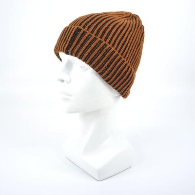 China COMMON Fashionable Contrast Stripe Color Custom Stylish Mens Fisherman Winter Hats Beanie for sale