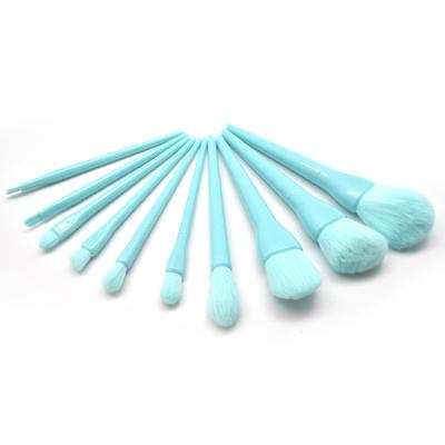 China Angular Blush Hot Sale 10pcs Candy Color Makeup Set Brush Sky Blue Base Blush Eyeshadow Set Brush for sale