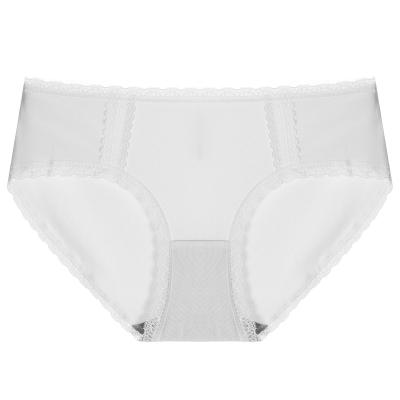 China Mid Waist Breathable Perfect Fit Cotton Spandex With Lace Decoration Hotpants Boxer Brief For Women Underwear Panties for sale
