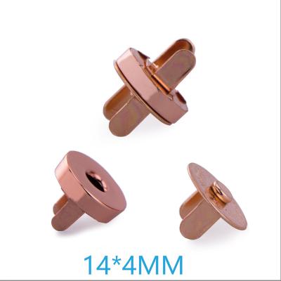China QingHe LEAD FREE 14x4mm Rose Gold Good Quality Metal Snap Round Fasteners Magnetic Button for Crafts, Purse, Bag and Clothes for sale
