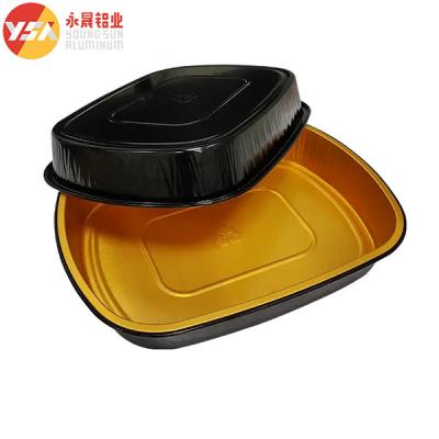China Smoothwall Black And Gold 680ml Oblong Foil Take-Out Pan for Baking and storing for sale