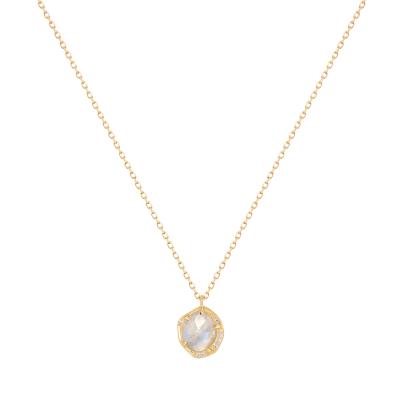 China Wholesale CLASSIC Yellow Gold Opal Pendant Necklace Women Gift Oval With Real Diamond 14K Soild Real Gold for sale
