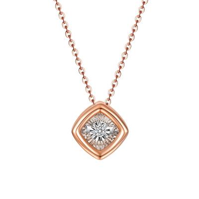 China Real 18k Gold CLASSIC Necklace Girl Diamonds Pendant Necklace 14k 18k Solid Gold Necklace Jewelry for sale