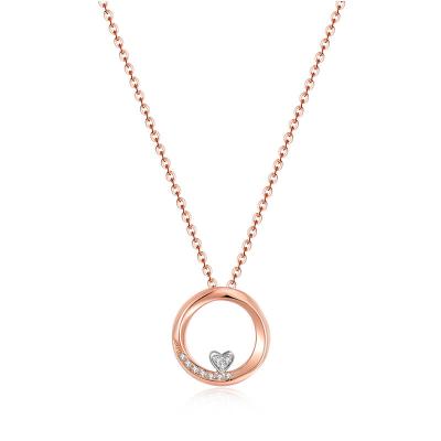 China CLASSIC Rose Gold Necklace 14k Pure Gold Plated 18K Gold Necklace High Quality Pure Gold Plated Heart Circle Shape Necklace For Girl for sale