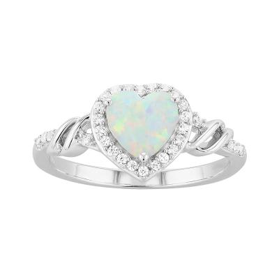 China TRENDY wholesales shape 14K solid gold Diamond Opal Ring Jewelry Gold Plated Heart jewelry 2021 formed engagement wedding rings women for sale