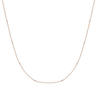 China Wholesale Shiny Simple Diamond 18k Gold Necklace Jewelry Fashion Girls Mini Bubble Necklace 18K Real Solid Gold CLASSIC Jewelry for sale